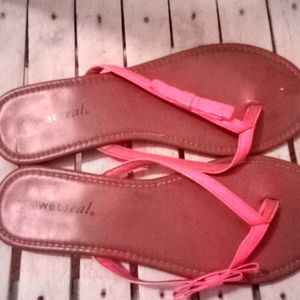 Tan and pink wet seal sandal